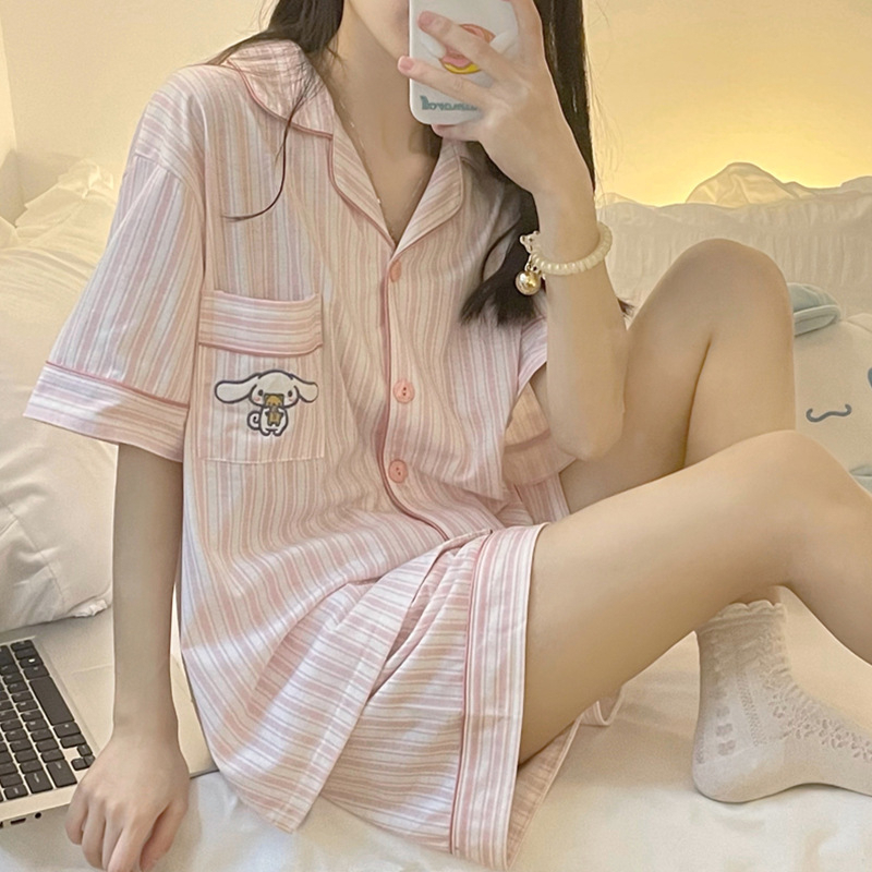 Piyama Cute Baju Tidur Pink Premium Sleepwear Pajamas Wanita Setelan 7324