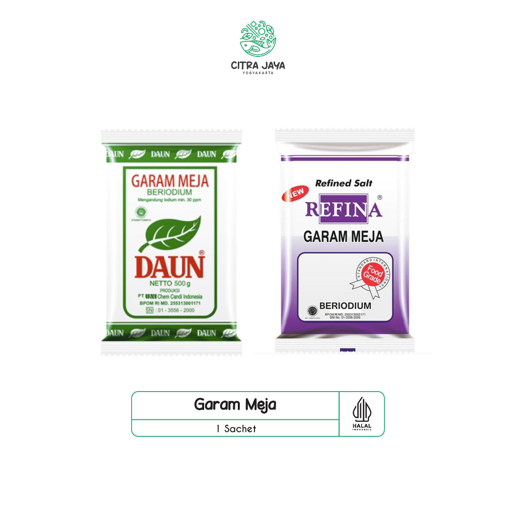 

Garam Meja Halus Merk Daun & Refina - Citra Jaya Yogyakarta