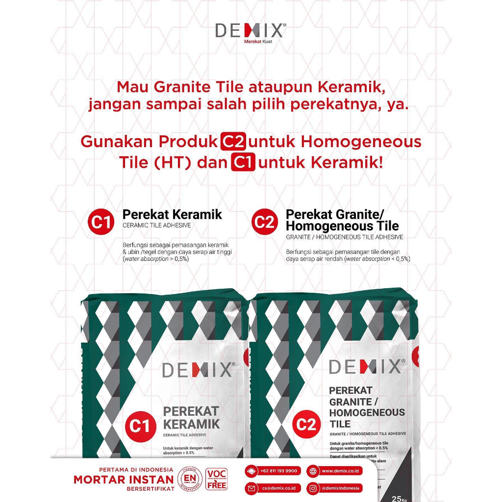 Semen Instan DEMIX C1 Perekat Keramik Mortar Instant Cement