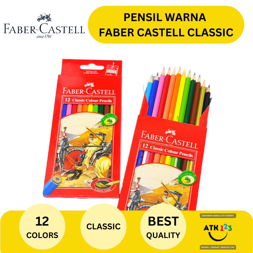 Pensil Warna / Colour Pencil Faber Castell 12 Warna Classic Panjang