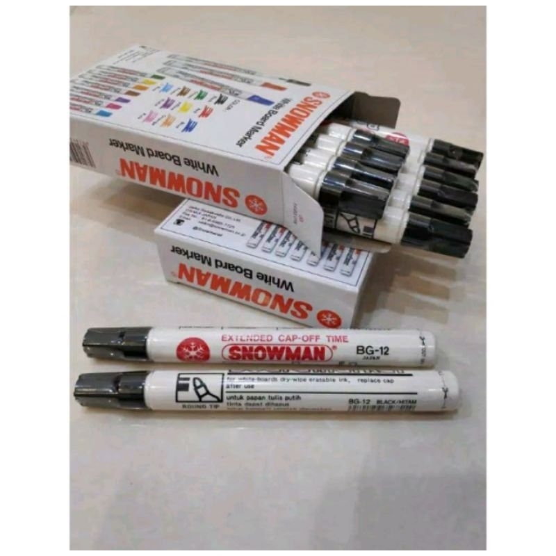 

Spidol Snowman BG-12 White Board Marker Black Hitam Harga Per Pcs