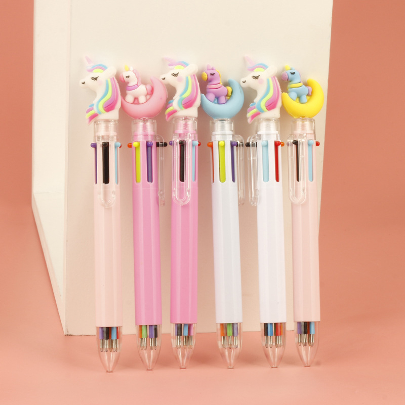 DOMMO - D6162 Pena S5617 / Pena Multi Warna / Unicorn Pen Multicolor 6 Color / Pena Mekanik 6 Warna Unicorn Moon / Pulpen Unicorn / Pena Ballpoint