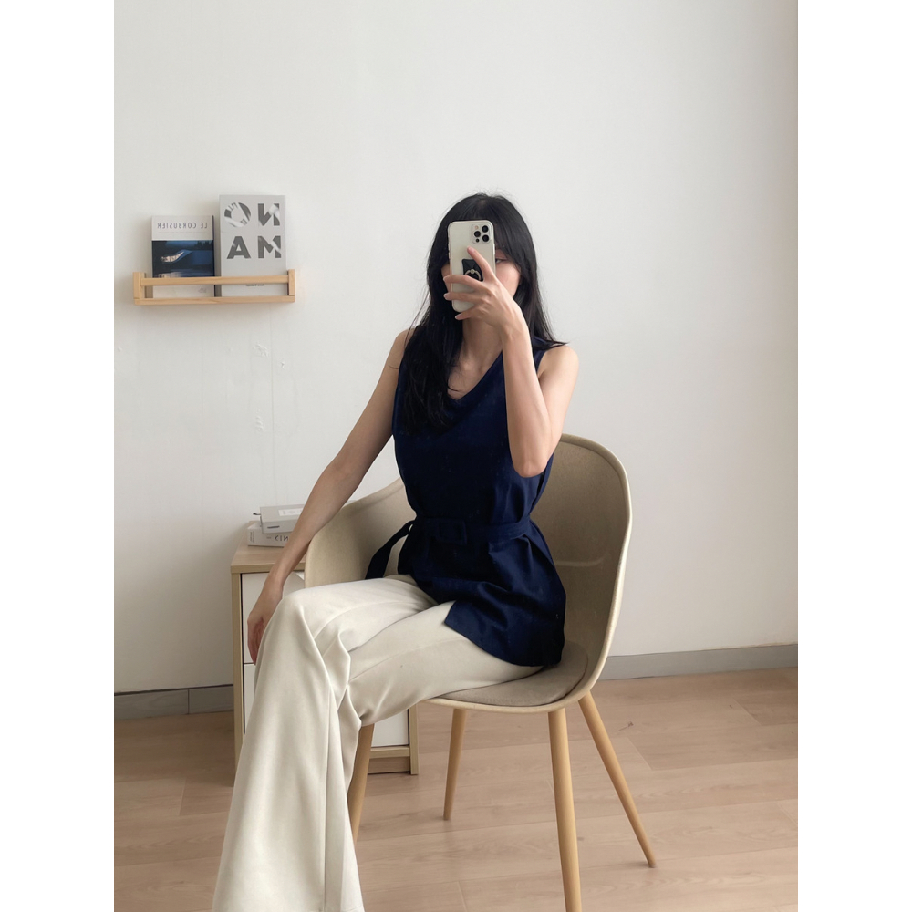 Kadaka T-0191 Top Linen Korea With Belt