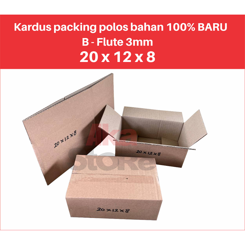 

Kardus packing polos baru 20x12x8cm b flute single wall