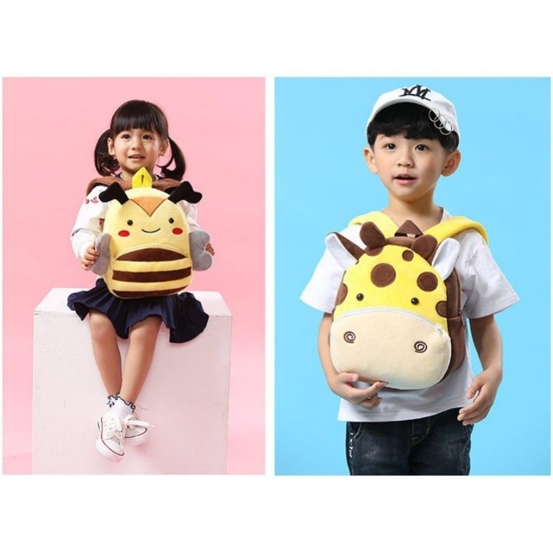 Tas Ransel Anak Karakter Binatang Halus Untuk PAUD dan TK | Tas Sekolah Kakoo Boneka Motif Animal