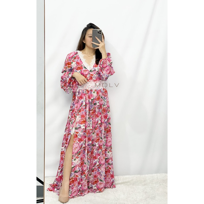 MDLV ~ 97760# Pomponella Slip Maxi Dress