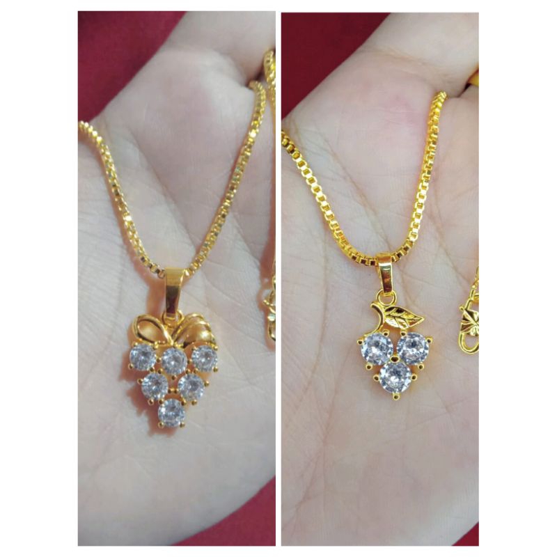 kalung italy anggur 2 lapis emas 24k