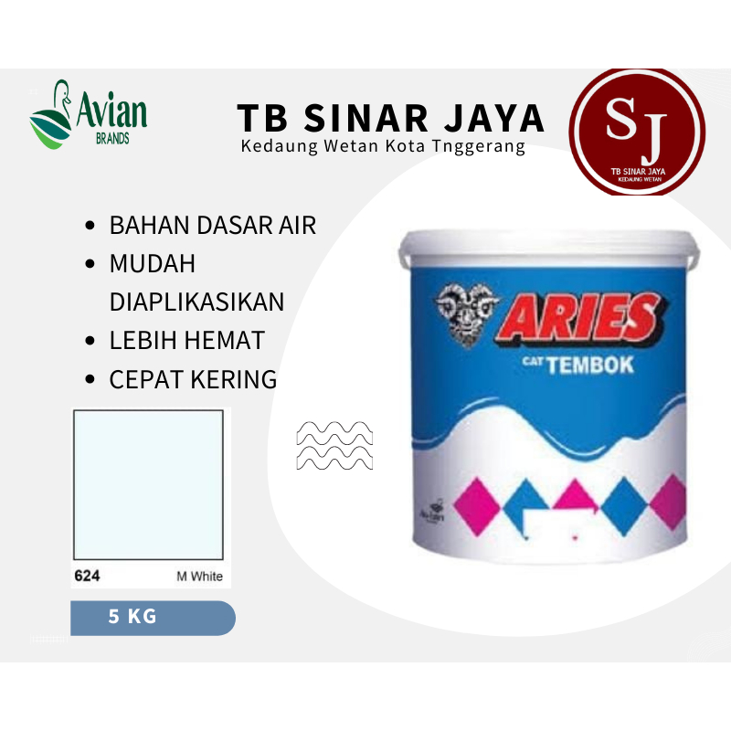 Cat Tembok Aries Avian Cat Tembok Interior 5kg - 624 M White