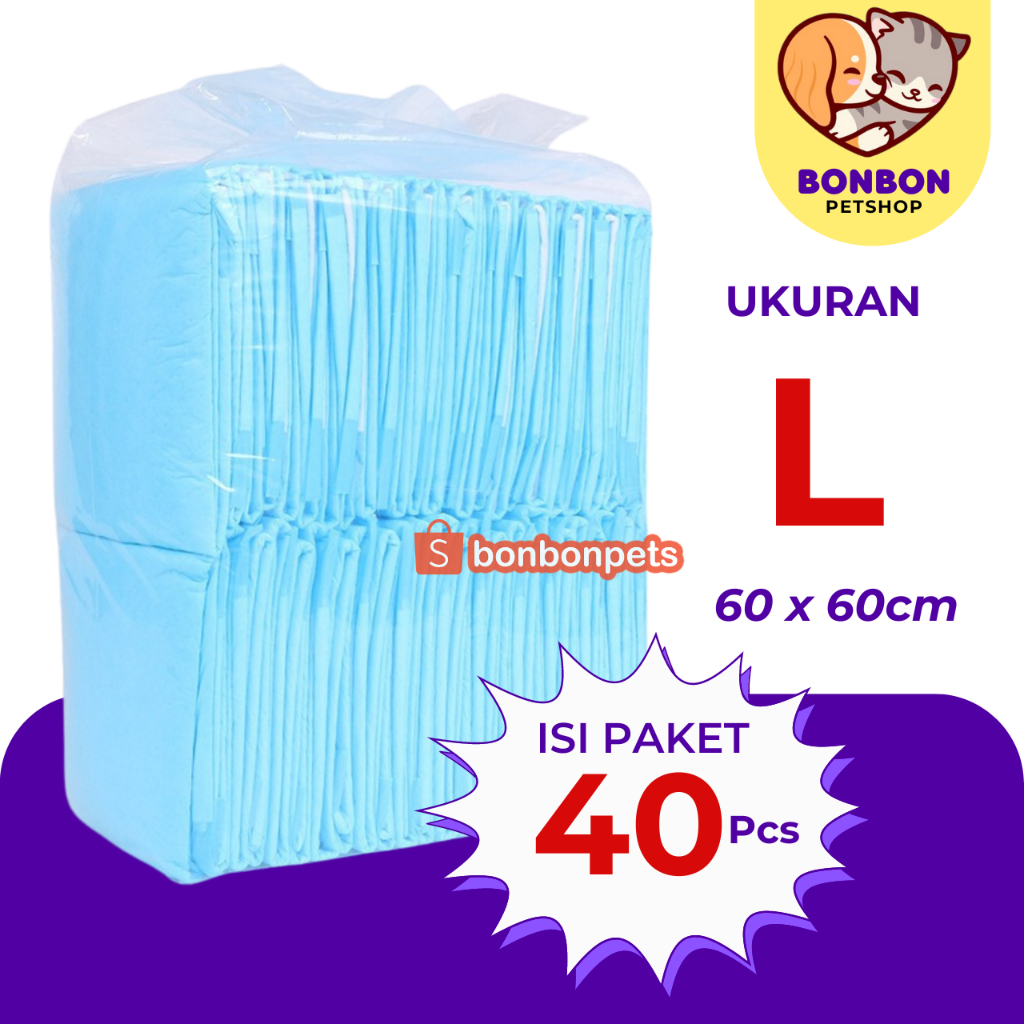 Underpads Alas Pipis Kucing Anjing Popok Tahan Bocor Bahan Tebal Underpad pad hewan 1 paket dus