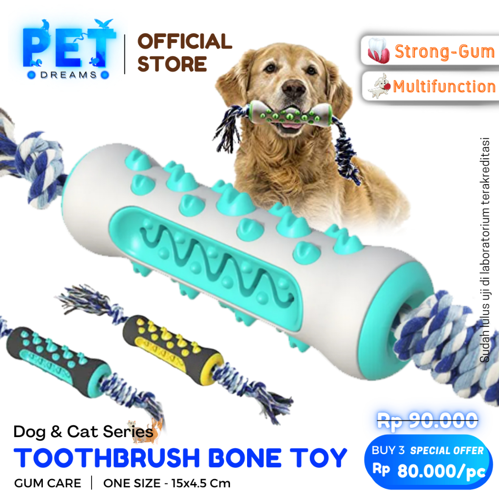 MAINAN ANJING GIGIT BENTUK TULANG TALI GIGITAN PEMBERSIH GIGI DOG PUPPY BONE CHEW ROPE TOY