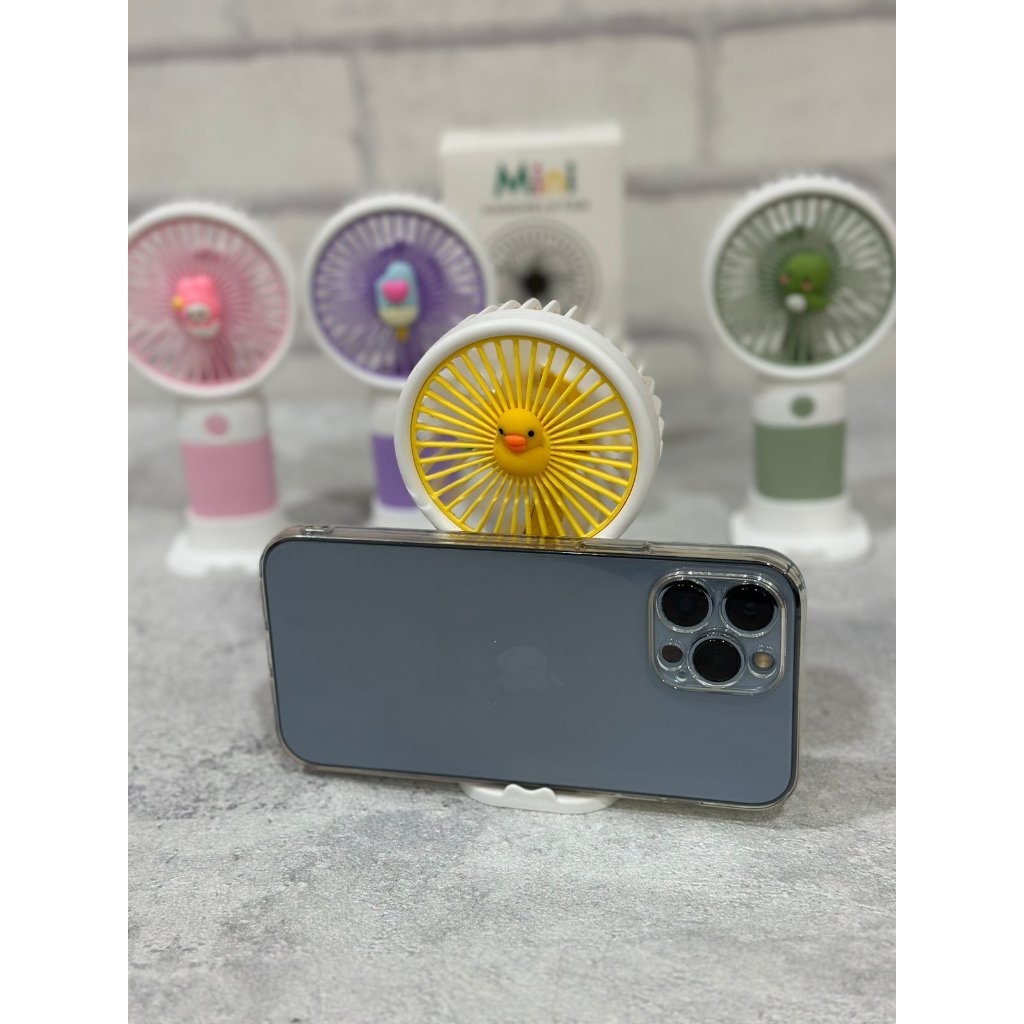 Kipas Angin Mini Karakter HEWAN PINK UNGU KUNING HIJAU USB Multifungsi / Kipas Angin Tangan Stand HP