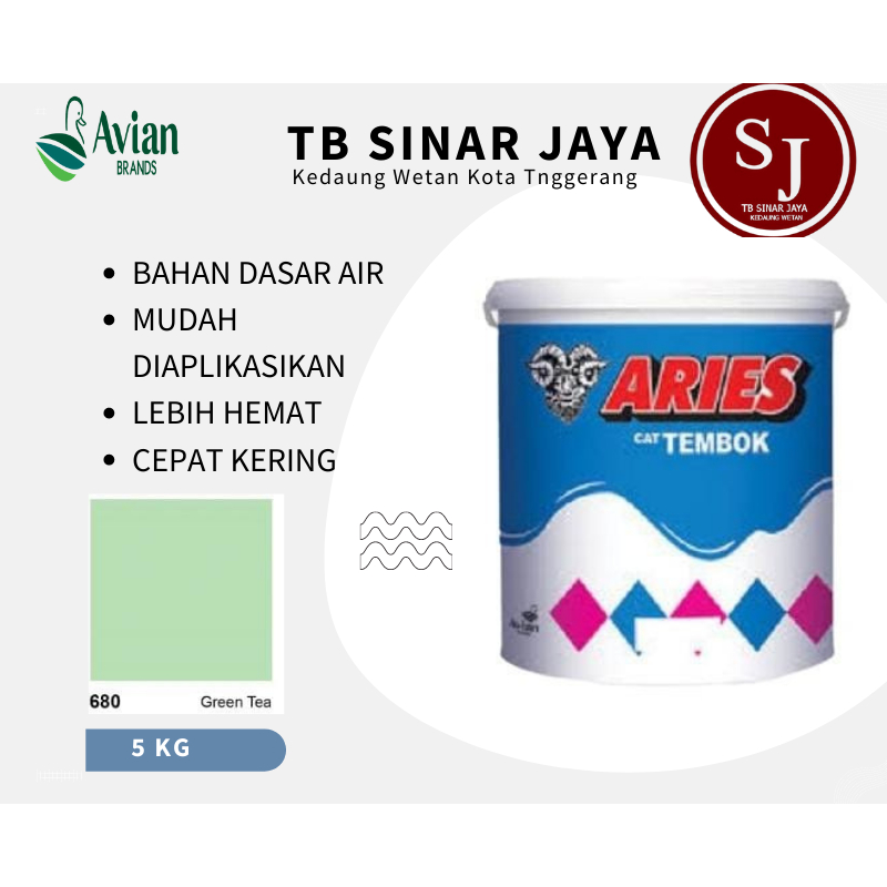 Cat Tembok Aries Avian Tembok dinding interior 5kg - 680 Green Tea