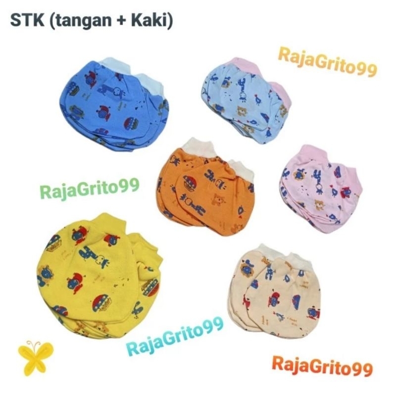 Sarung Tangan Kaki Bayi Tabur Print isi 1 Lusin / STK Baby Grosir 1 Pack 12 Pasang Tangan dan Kaki Bayi