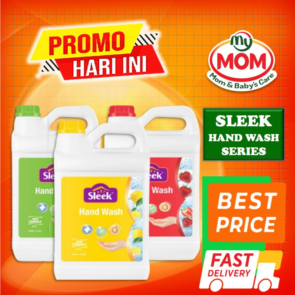 [BPOM] Sleek Hand Wash Anti Bacterial DERIGEN Isi 4 LITER / Sleek Sabun Cuci Tangan / Kino / MY MOM