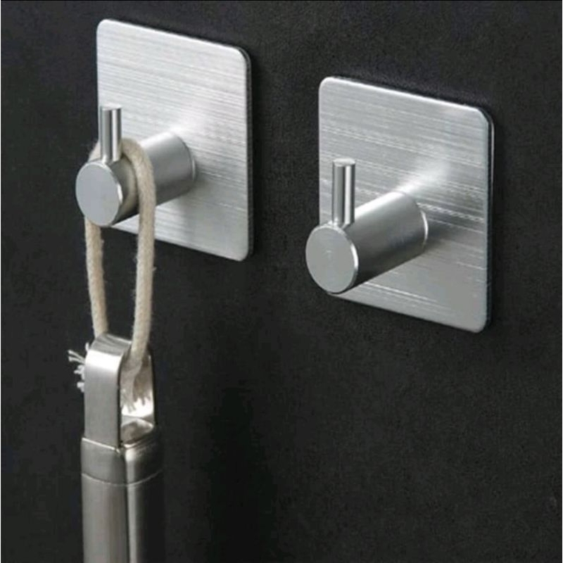 Gantungan Baju Tempel Dinding Dengan 3M - Hook Hanger Stainless Steel 1 Picis