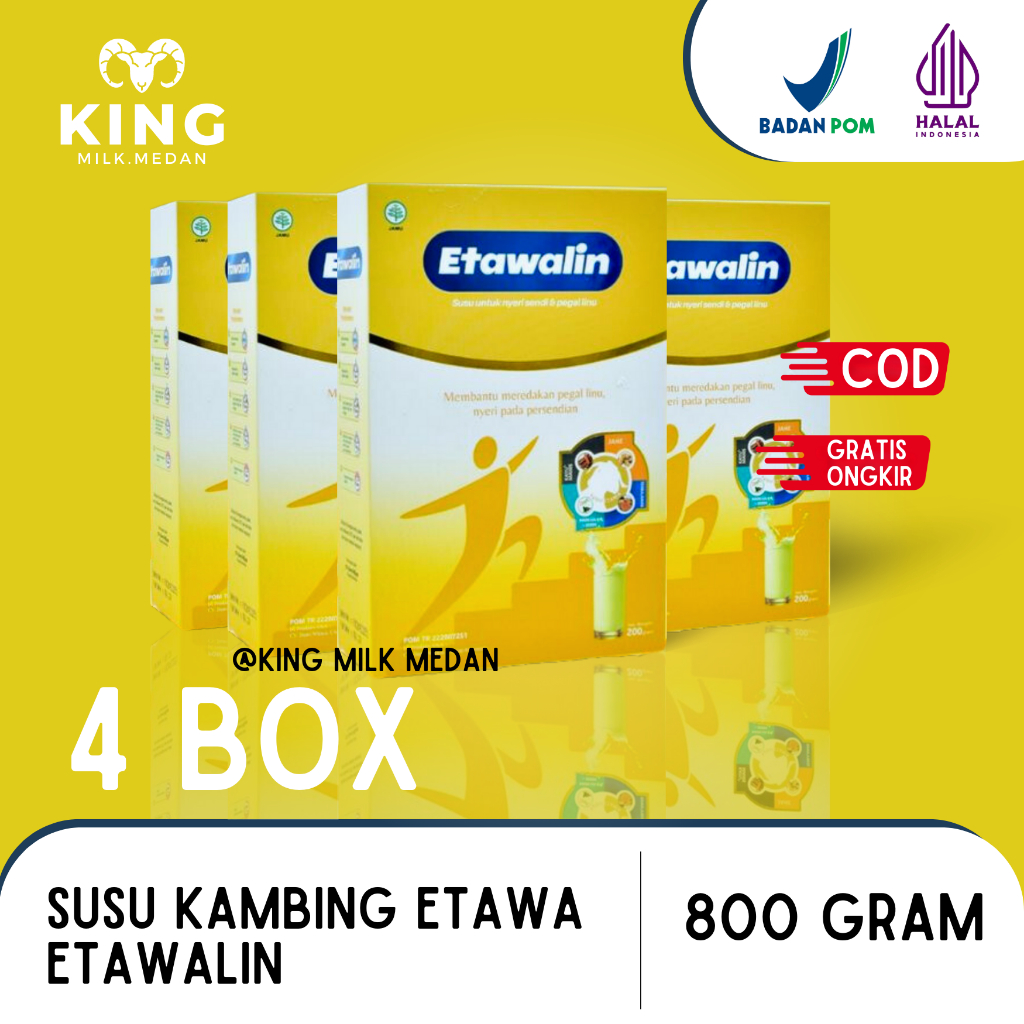 

4 box Etawalin - Susu kambing Bubuk Etawa Campuran Rempah Rempah Indonesia Atasi Nyeri Sendi dan Asam Urat seperti produk Super Goat Etawaku Platinum Sr12 Gomars Provit Hni Herba Wight Supergoat Medan di