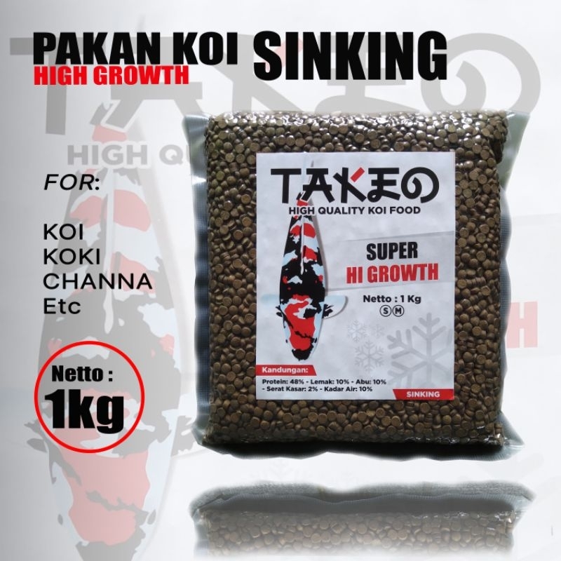 PAKAN PELET MAKANAN IKAN KOI SINKING/TENGGELAM TAKEO HIGH GROWTH