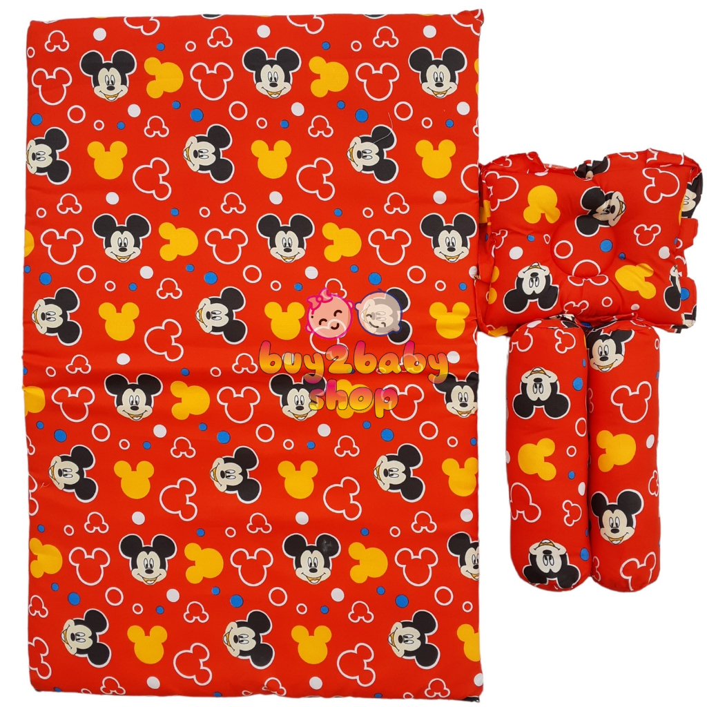 Set Kasur bayi motif karakter (Kasur, 1 Bantal, 2 Guling dengan motif yg sama)