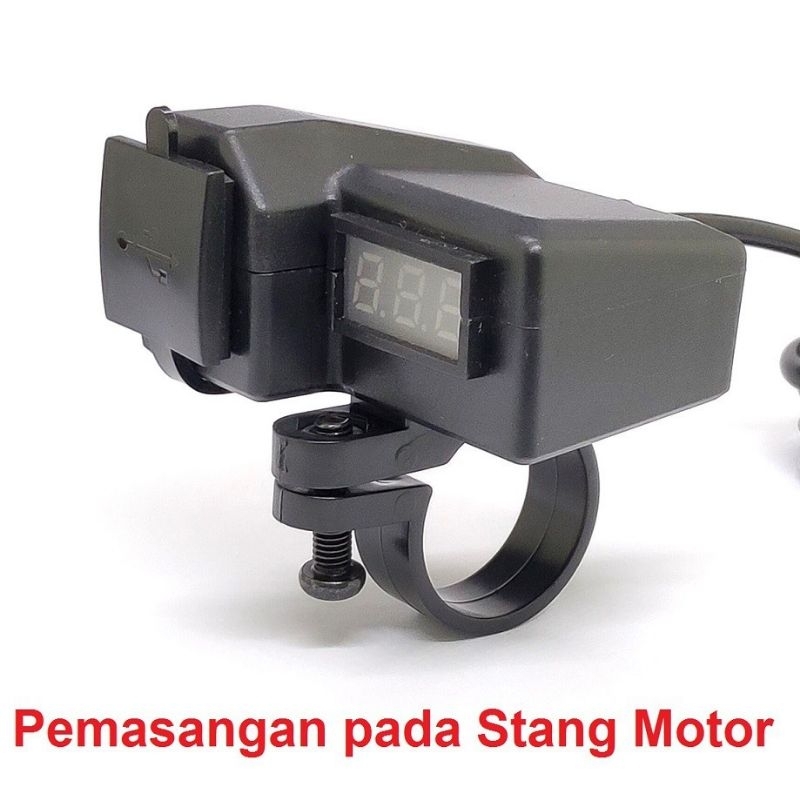 Casan HP Motor USB Plus Voltmeter aki digital Di stang waterproof 3.1 A