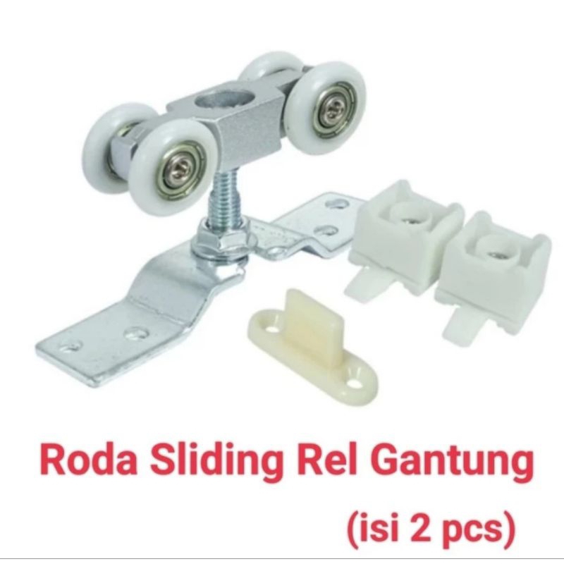 Roda Rel Sliding Gantung Nylon HD isi 2 pcs komplit set