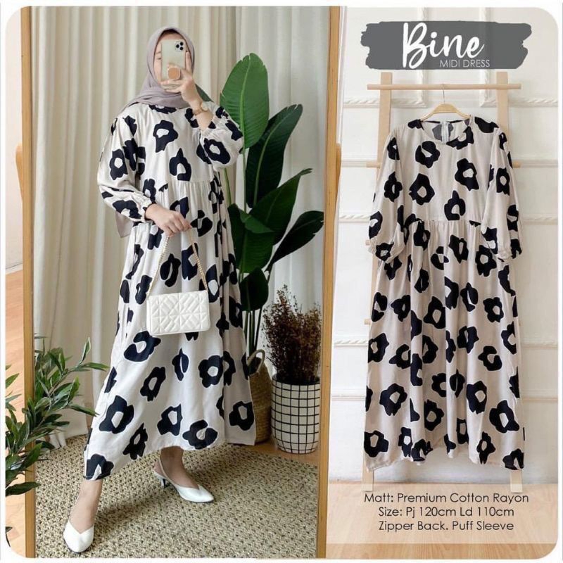 GAMIS MIDI DRESS MOTIF BINE - MIDI DRESS RAYON