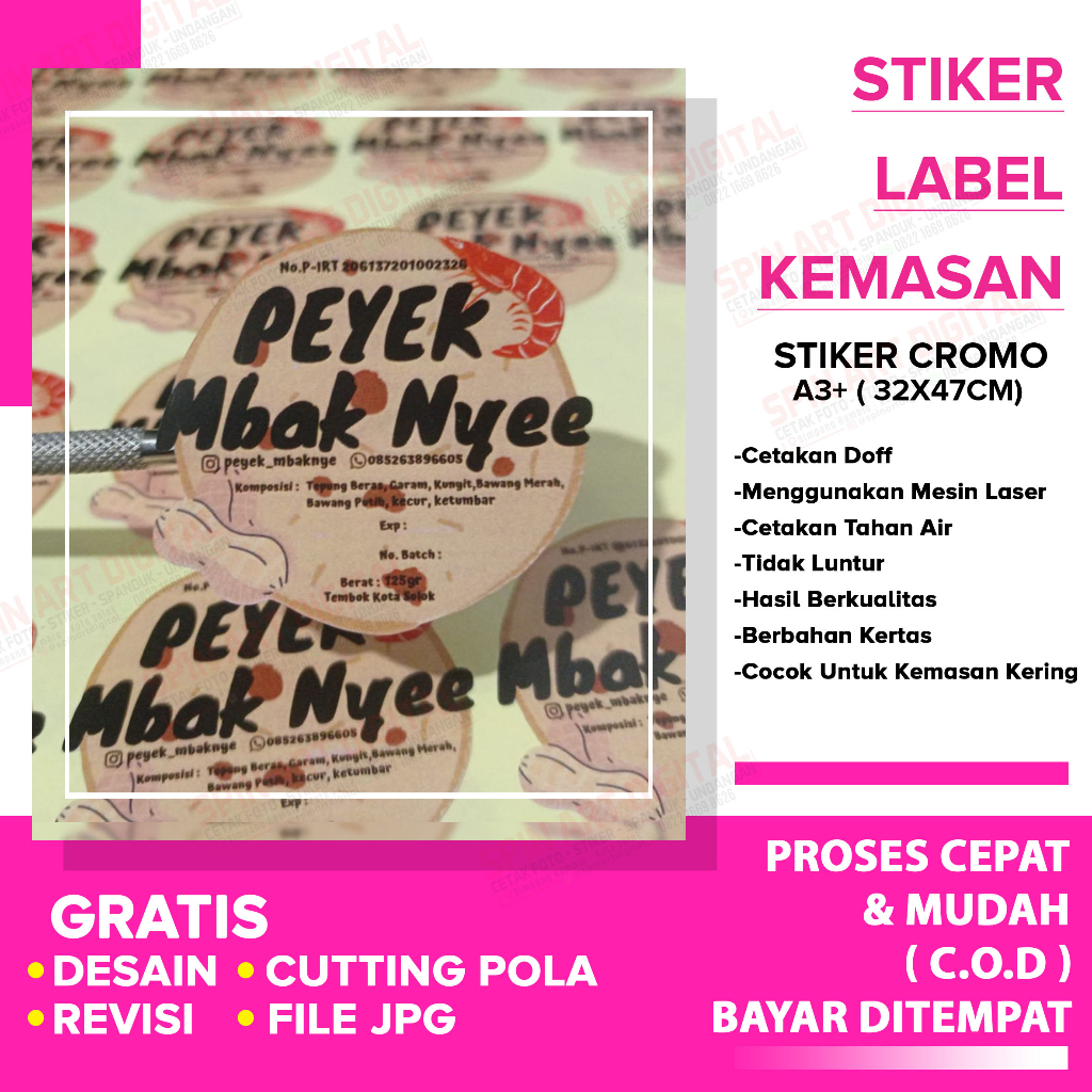 

Cetak Stiker Label Toples Produk Makanan A3 Free Desain