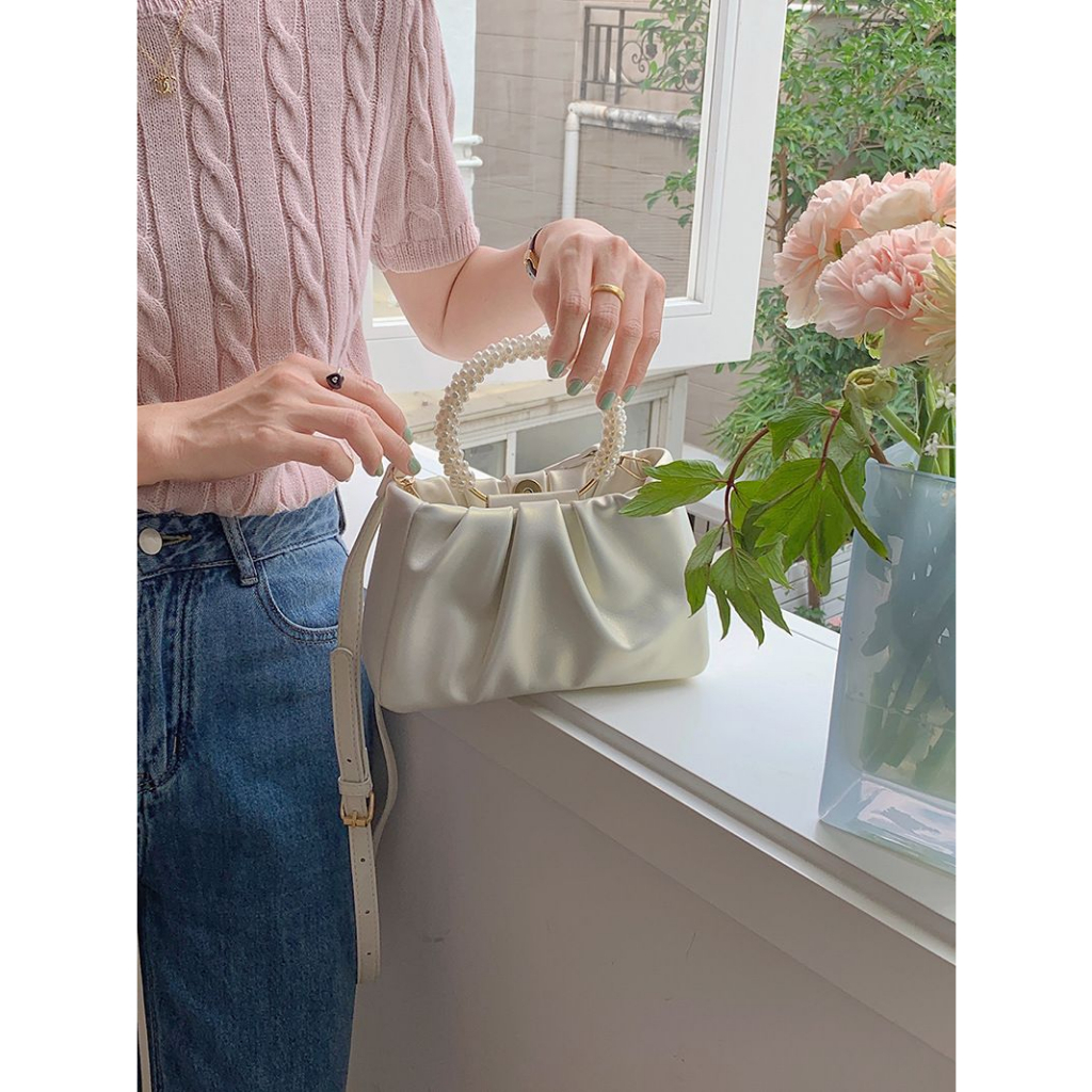 FT73 Tas Wanita Kulit Bahu selempang pesta mutiara 22 x 7 x 11.5 cm