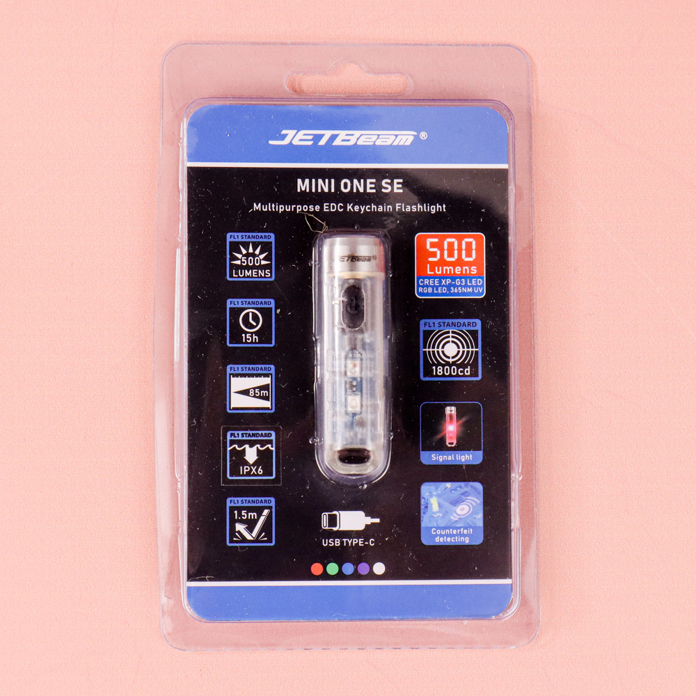 JETBeam Senter LED Mini One SE CREE XP-G3 500 Lumens RGB + UV Light - Silver