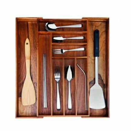 Tanica Rak Organizer Laci Sendok Garpu Pisau Dapur Kayu Jati Tebal