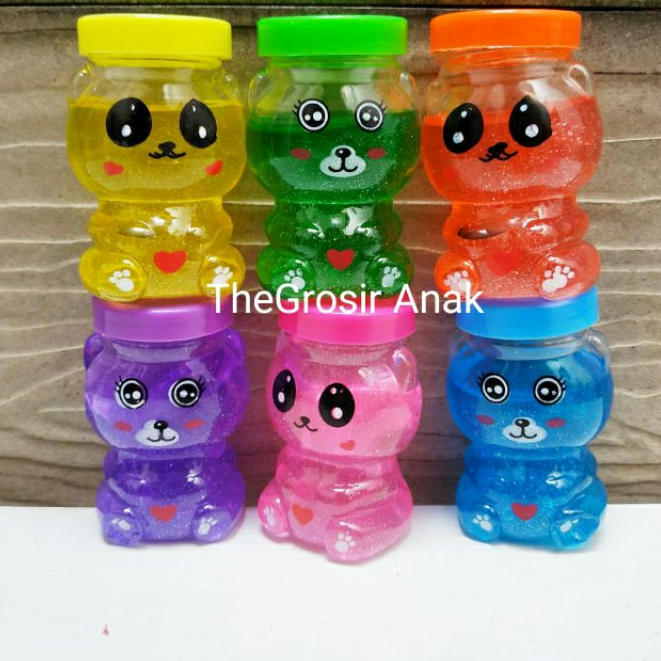 MURAH!!! Slime Glitter Clear Jelly Bear Kitty Kucing BOTOL WANGI