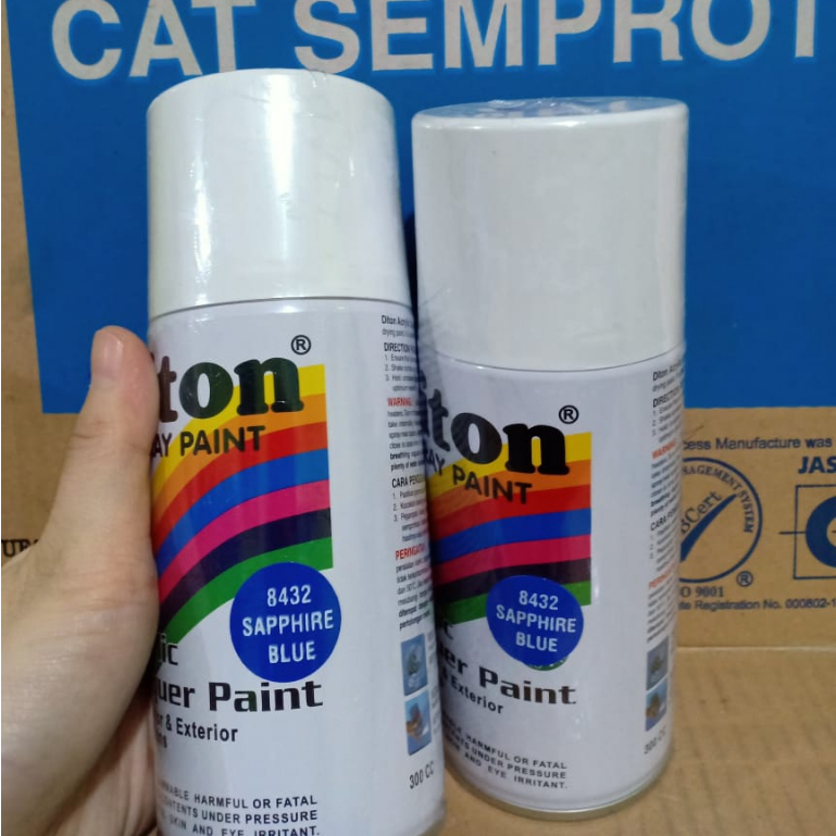 SOLID COLOURS DITON Spray Paint Acrylic Lacquer Paint Pilox Pilok Cat Semprot - 8432 SAPPHIRE BLUE / BIRU SAFIR (300cc / 300ml)