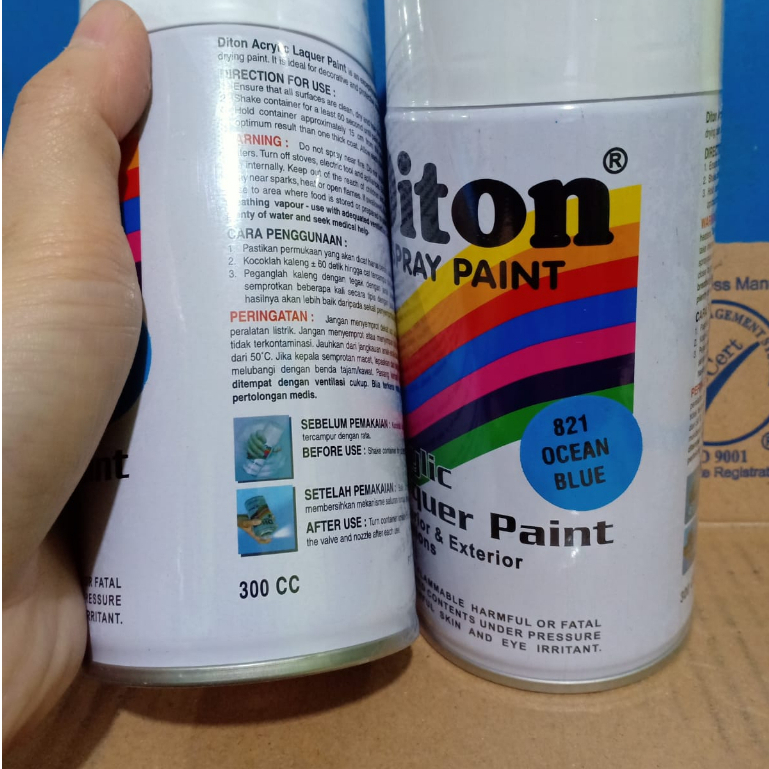 SOLID COLOURS DITON Spray Paint Acrylic Lacquer Paint Pilox Pilok Cat Semprot - 821 OCEON BLUE / BIRU LAUT (300cc / 300ml)