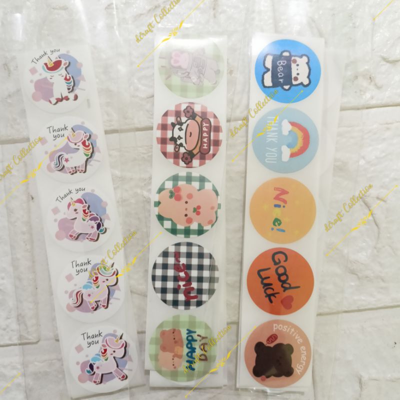 Sticker Label Bulat Motif Thank You Karakter isi 20biji