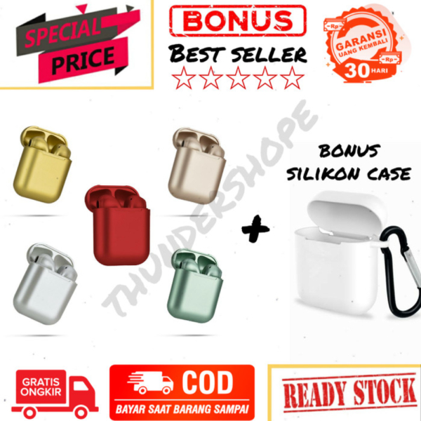 Metal i12 Wireless Ori Dijual Tws - Limited Bluetooth Airpods Headset Inpods Macaron Gold