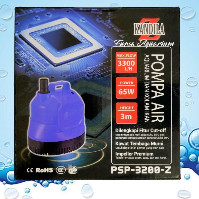 Pompa Air Celup Aquarium 65 Watt KANDILA PSP 3200 Z PSP-3200-Z Pompa Filter Kolam Hidroponik power head water Pump Submersible Pump