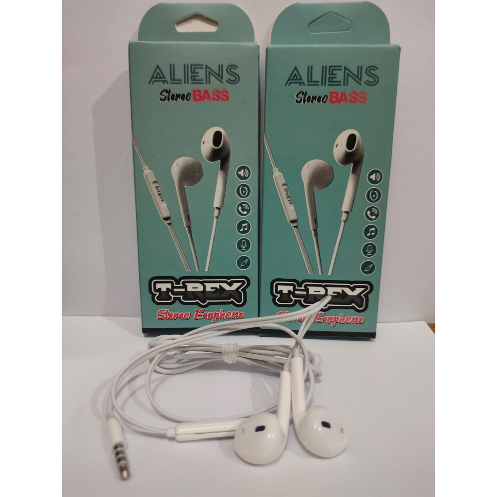 Hansfree Aliens T-REX Stereo Bass Stereo Earphone  ( Bukan Karet ) T-REX BASS EARPHONE