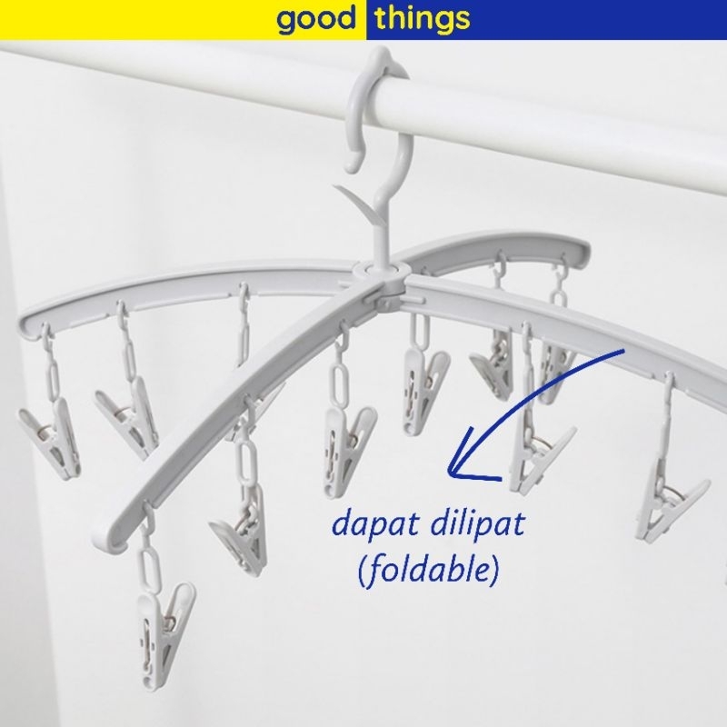 Hanger Jepit KlipJemuran Gantungan Baju Miniso Lipat Portable Foldable