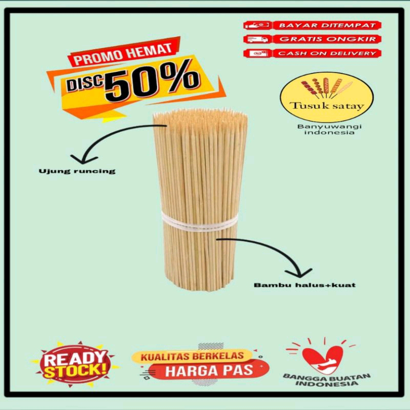 TUSUK SATE ISI 1350 PCS!!! BAMBU BULAT HALUS MESIN TUSUK BUKET UANG / CIMOL / SOSIS.