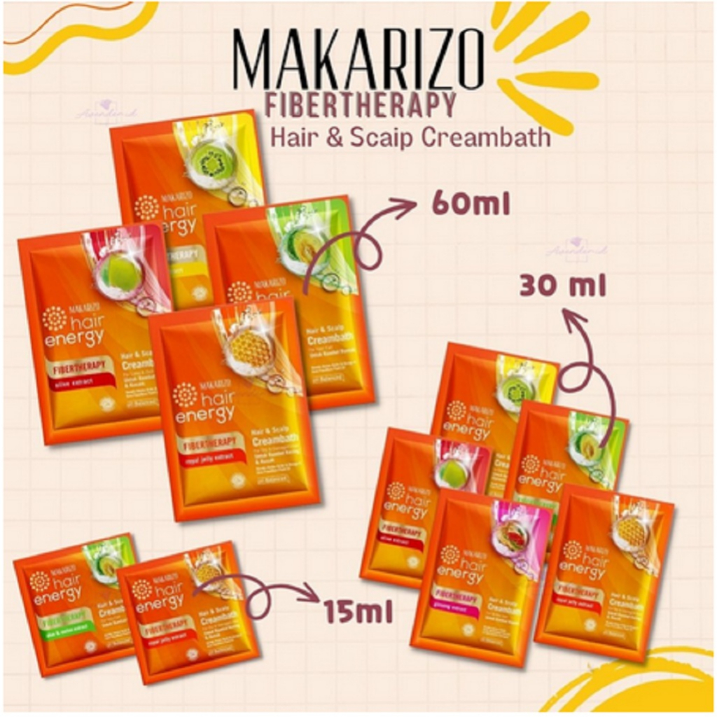 ✨SHASYA✨MAKARIZO HAIR ENERGY FIBERTHERAPY HAIR &amp; SCALP CREAMBATH SACHET 30 ML &amp; 60 ML - MASKER RAMBUT MAKARIZO SACHET