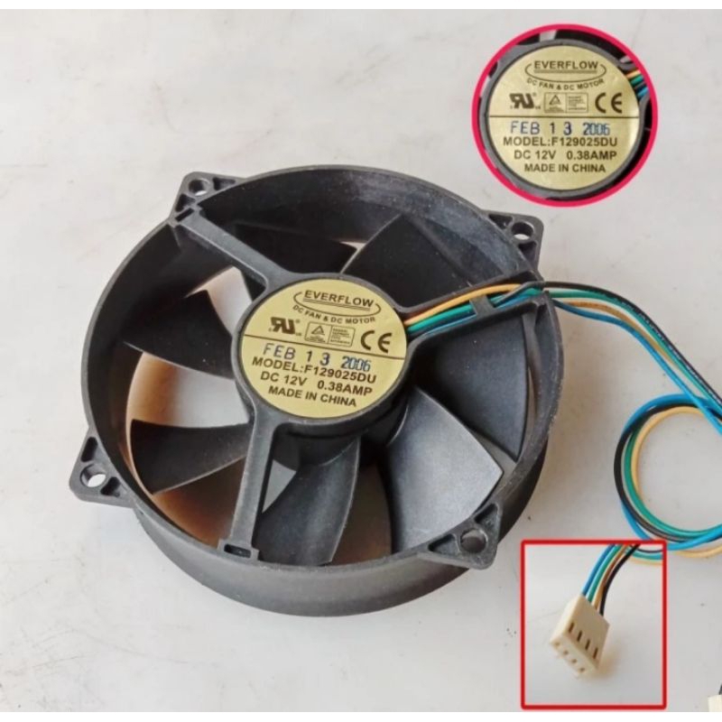 fan pendingin everflow 12V - 0,38A ukuran 9,5 x 9,5cm