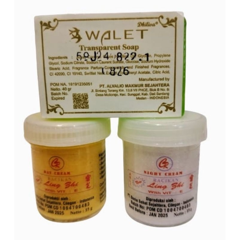 ( Sepasang )Paket cream ling zhi original  plus sabun walet hijau /cream  lingzhi siang dan malam pl