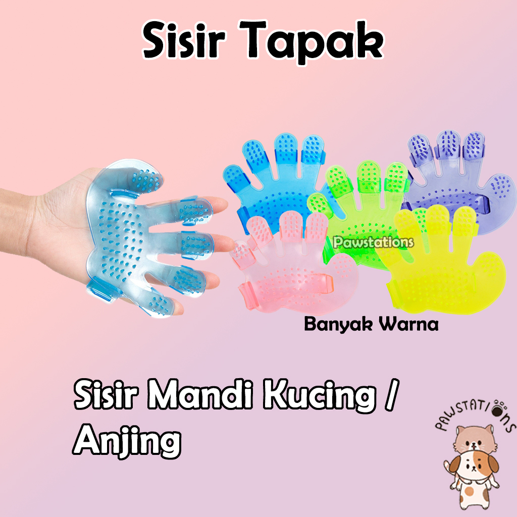 Sarung Tangan Sisir Mandi Kucing / Anjing Sisir Tapak Tangan