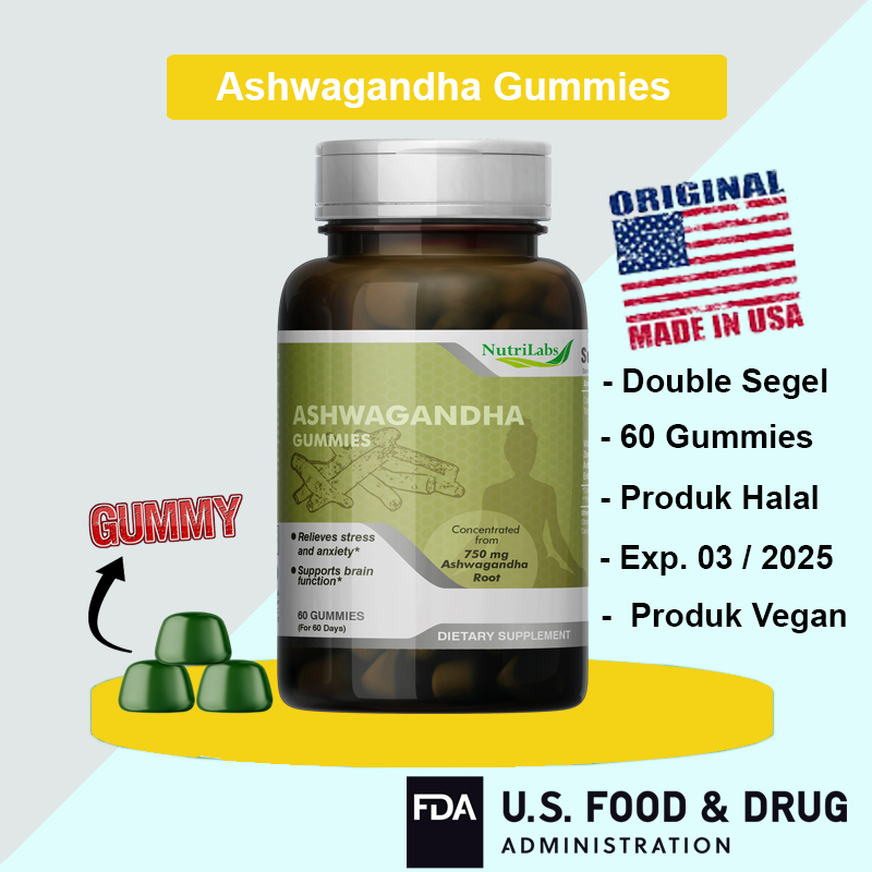 Ashwagandha 60 Gummies Nutrilabs Rasanya Enak Halal Made in USA Not Goli