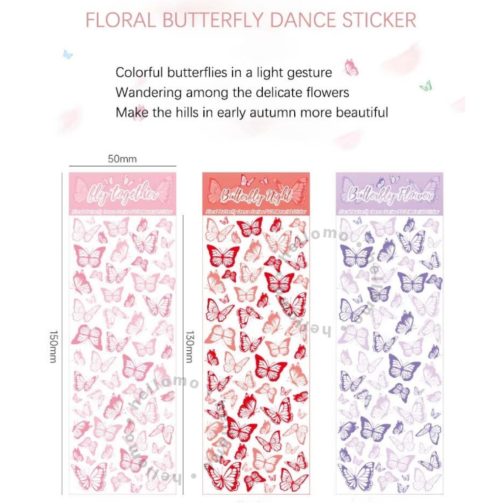 Stiker Kupu-Kupu Jurnal Scrapbook Butterfly Journal Sticker Hologram