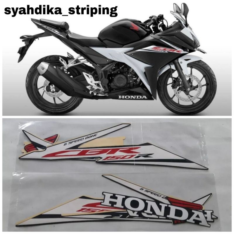 STIKER STRIPING LIS BODY HONDA CBR150R CBR 150R 2017 HITAM PUTIH