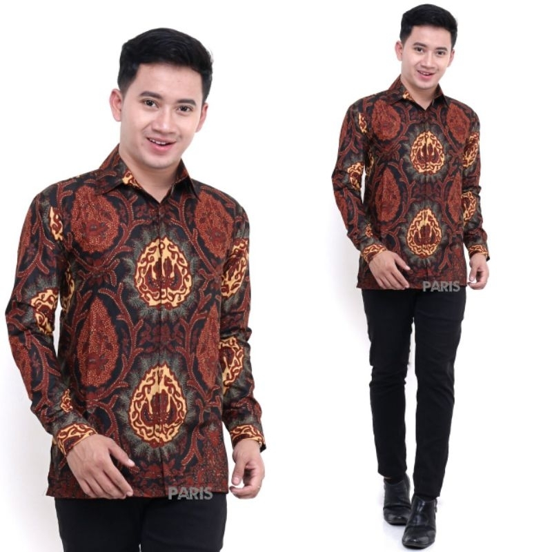 KEMEJA BATIK PRIMISIMA SOGAN (COD) PROMO BATIK PRIA SIZE M L XL XXL BSWART BATIK HRBO26 Hem panjang padi