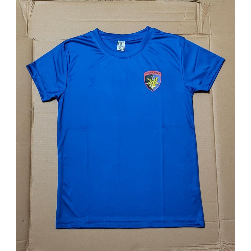 kaos biru polair bahan jersey - kaos dalaman pdl biru airud