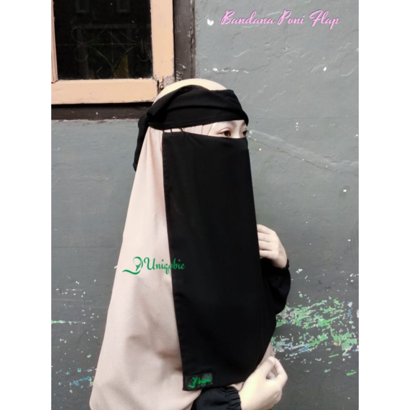 Niqab bandana poni flap karet elastis by UNIQOBIE cadar poni Shifon