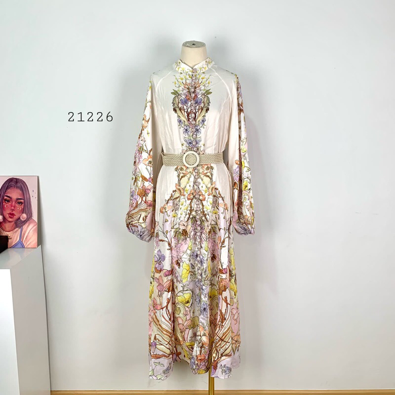 LONG MAXI LOSS FLOWER CREAMY TANGAN KARET PREMIUM IMPORT BANGKOK WANITA GAMIS FLOWER CREAMY MODEL LO