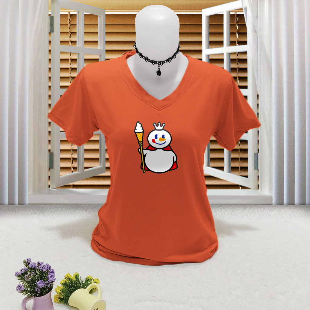 Baju kaos atasan wanita gambar mixue malaikat es cream leher v neck sr 02 adem dan lembut